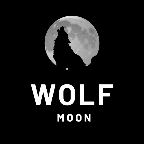 Pagan Wolf Full Moon with wolf silhouette in the middle of the moon