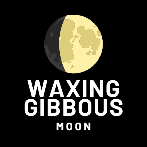 Pagan Rituals Waxing Gibbous Moon Image w/yellow brightness as moon highlight