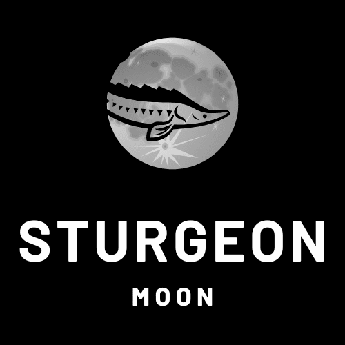 Pagan sturgeon Full Moon with a sturgeon silhouette in the middle of the moon