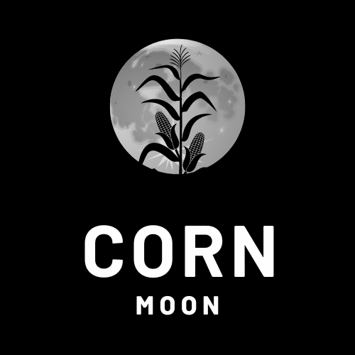 Pagan corn Full Moon with a corn stalk silhouette in the middle of the moon