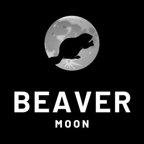 Pagan Beaver Full Moon with a Beaver silhouette in the middle of the moon