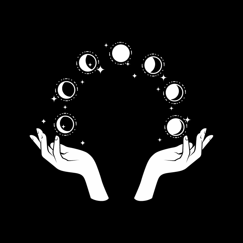 Illustration of Moon Phases being juggled between two hands