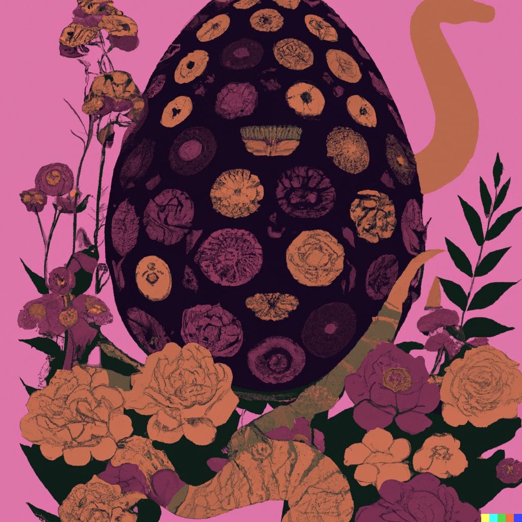Scratchboard style abstract decorative image ostara easter egg