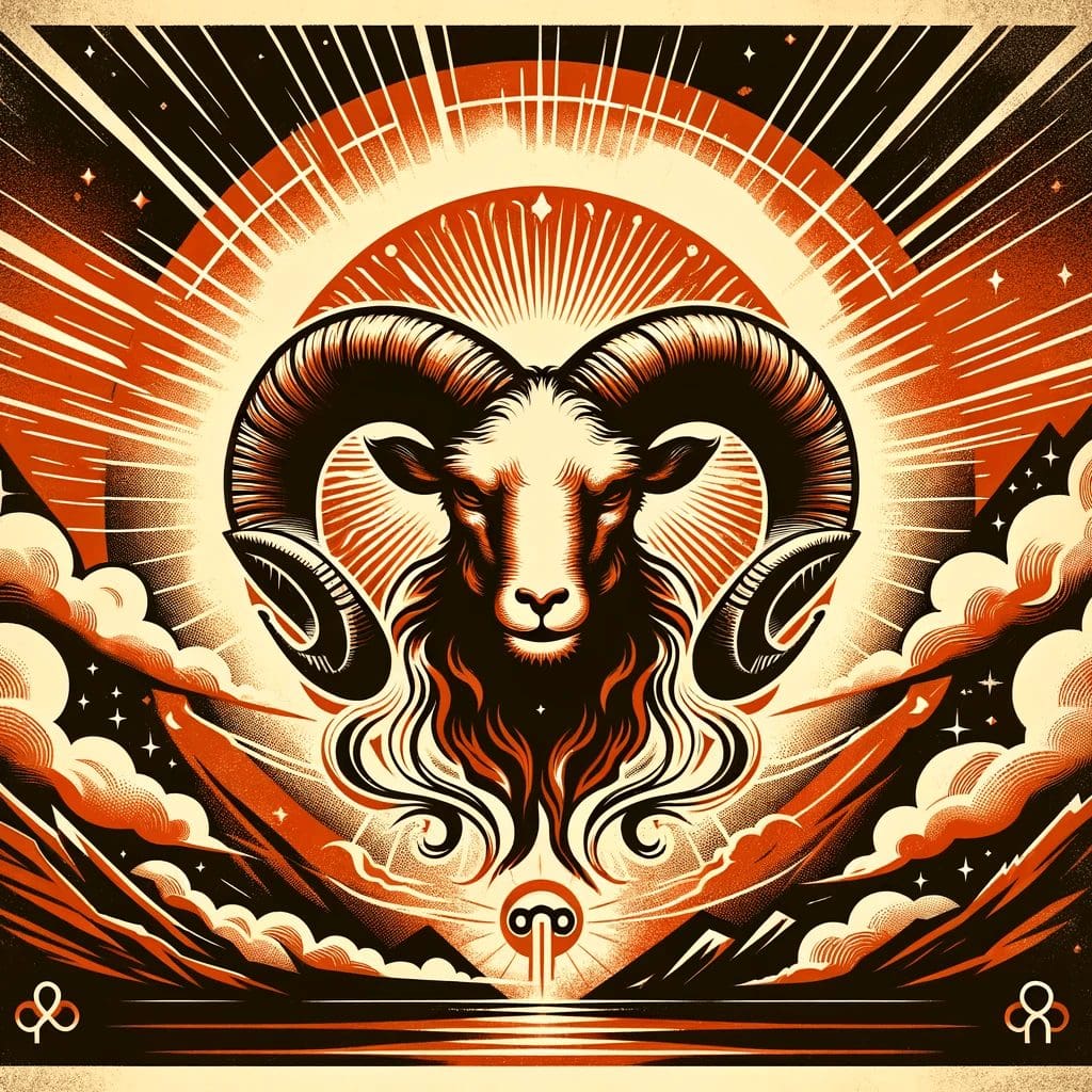 Aries with fire in the middle o sun