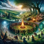 visually represents beltane's journey from its ancient Celtic origins, through various historical periods